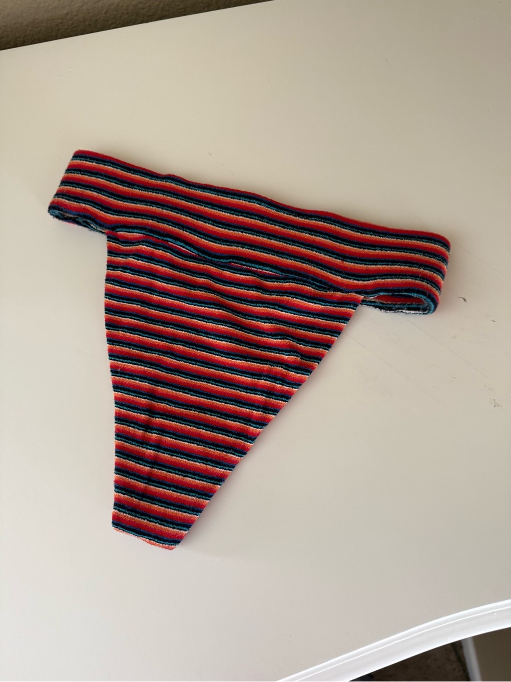 Frankie's Bikinis Red, Navy & Green Striped Bikini Bottom